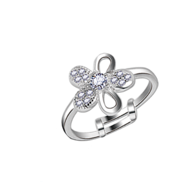 Italy Sterling Silver Flower Adjustable Child Ring