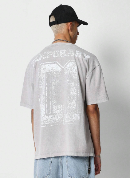 SUMWON Washed Tee With Back Number Graphic Print