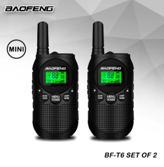 Baofeng T6 2W Set of 2 Interphone Two-Way Walkie Talkie Mini Walkie Talkie