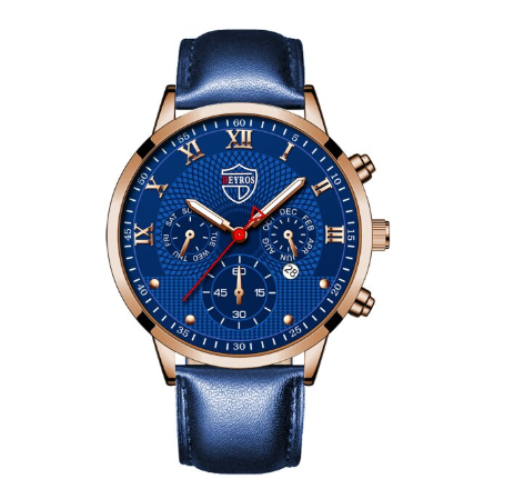 Men's Watch Sale Men's Waterproof Business Quartz Wristwatch Relo Ng Kalalakihan LEATHER BLUE