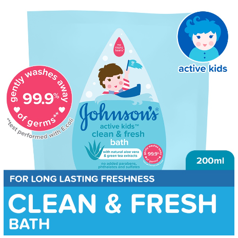 Johnson's Active Kids Clean & Fresh Bath 200ml Refill-Baby Essentials,Baby Care,Kids Body Wash