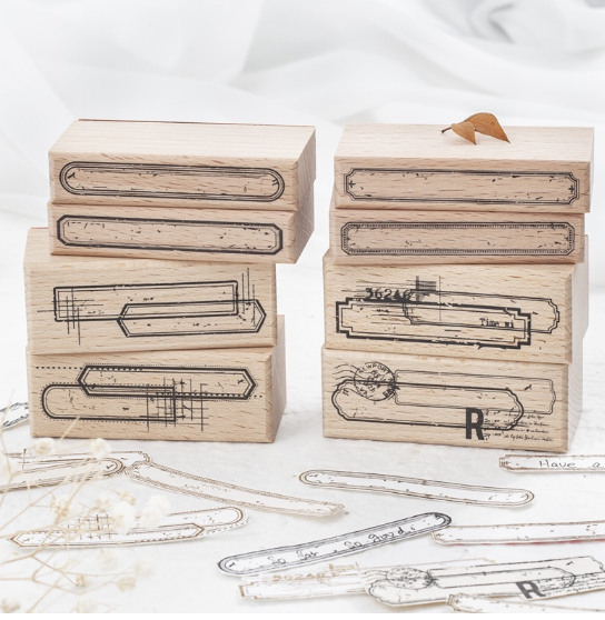 Vintage Wood Rubber Border Stamps Border mark Series DIY Scrapbook Supplies Diary Decoration Handmade Decorative Stamp