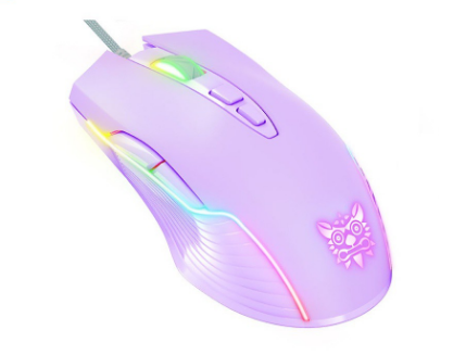 ONIKUMA CW905 Gaming Wired Mouse 6400DPI 7 Buttons 6 Color LED Light Ergonomic USB Cute Purple Gaming Mice For Laptop PC