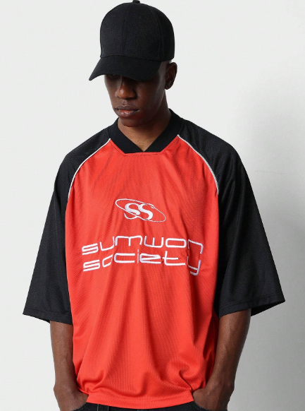 SUMWON Mesh Hockey Colour Blocked Tee With Piping Detail
