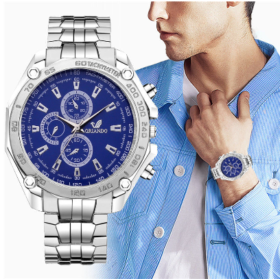 Orlando Men Watches Luxury Stainless Steel Quartz Wristwatches Male Clock