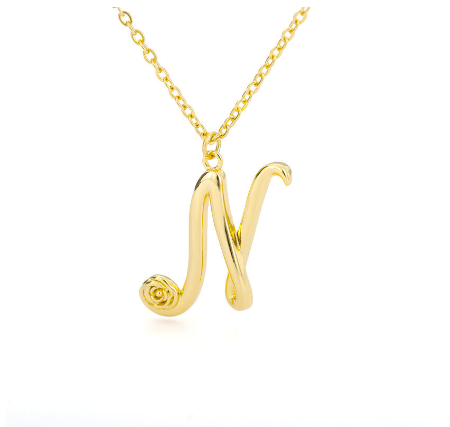 Dainty Gold Letter Necklace Tiny 26 Capital A-Z Pendant Choker Necklace,Cute Personalized Name Necklace Gold Jewelry Necklace N