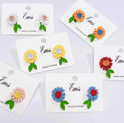 Korean Flower Style Earrings good quality Suitable for summer