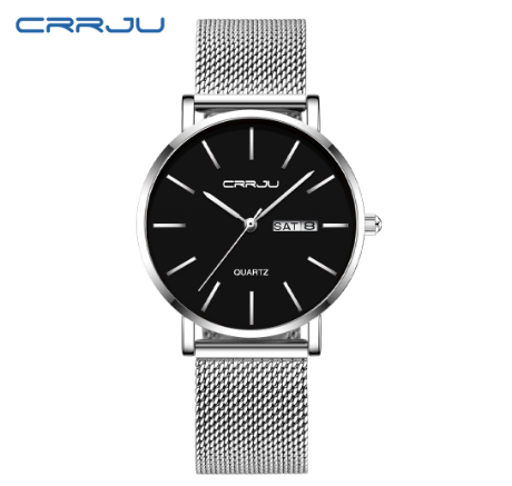 CRRJU women's watches original brand multifunctional fashion luxury analog quartz stainless steel waterproof 2188 X SILVER BLACK
