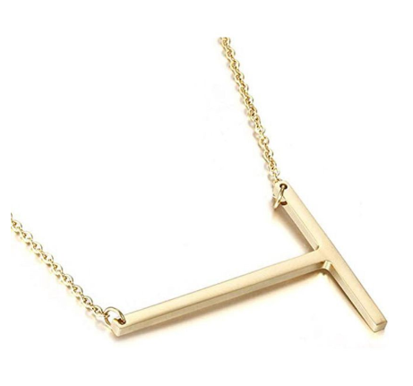 Stainless Chain with Letter Pendant Necklace T