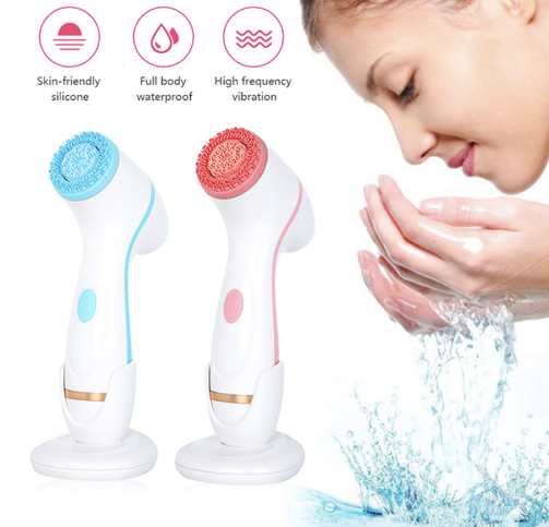 Usb 3 In 1 Waterproof Ultrasonic Electric Silicone Facial Cleanser Face Brush Cleaning Portable Face Pore Cleaning Tool