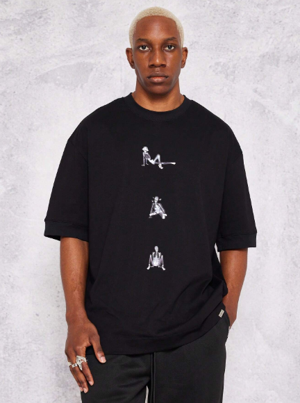 SUMWON Oversized Tee With X-Ray Front Graphic Print College Ready