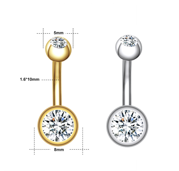 Silver Crystal Navel Rings Stainless Steel Belly Button Rings Gold Anti Allergy Flower Navel Piercings 5
