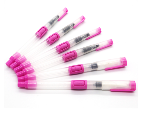 SeamiArt 6 Pcs. Flat Round Brush Large Capacity Water Brush Pen With Press Button For Watercolor Painting