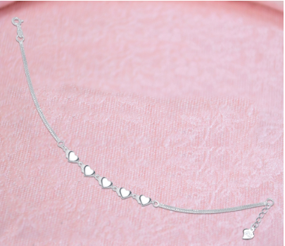 92.5 Italy Sterling Silver Heart Ladies Bracelet