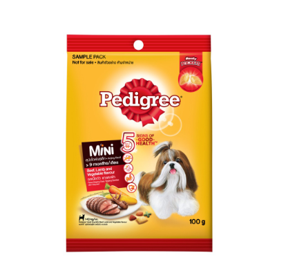 PEDIGREE Mini Dry Beef Lamb and Vegetable Flavor 100g + Tasty Bites Pockets Milk 60g