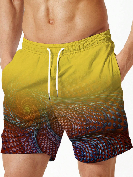 Men's Vacation Printed Drawstring Loose Beach Shorts Swim Trunks