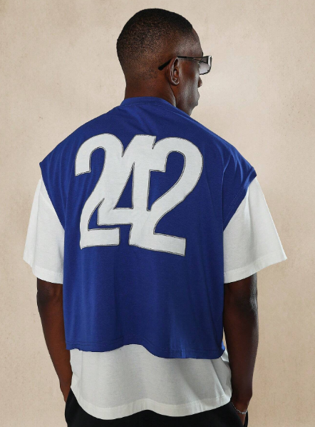 SUMWON Raw Edge Crop Fit Tank Top With Number Graphic Print