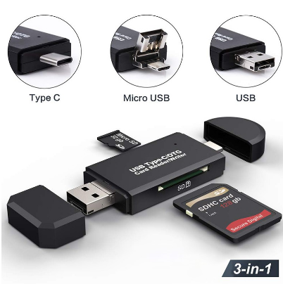 3 In 1 USB OTG Card Reader High-speed USB2.0 Universal OTG TF/SD for Android