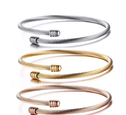 Women Bracelet Twisted Rope Bangle Bracelet Stainless Steel Jewelry