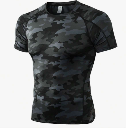 1pc Men's Quick Dry Camo Compression Short Sleeve T-Shirt For Sports Gym Clothes Men Basic T Shirt