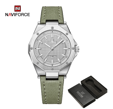Naviforce Nf5026 Women Rose Gold Luxury Brand Diamond Fashion Dress Waterproof Clock SILVER WHITE