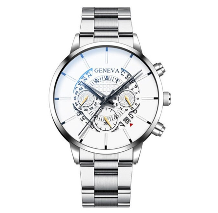 Original GENEVA Men Quartz Watch Casual Waterproof Stainless Steel Watch Men Military Sport Date Watches 9