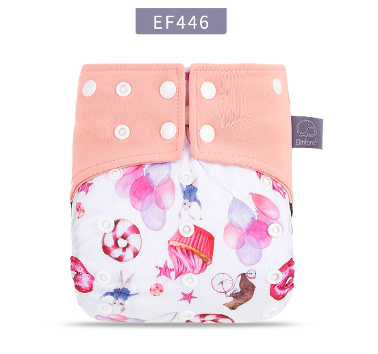 Elinfant Coffee Fiber Inner Baby Cloth Diapers Double Gusset Washable Baby Nappy Without Insert E10