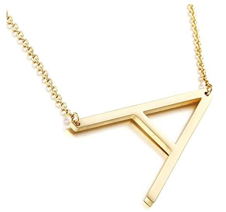 Stainless Chain with Letter Pendant Necklace A
