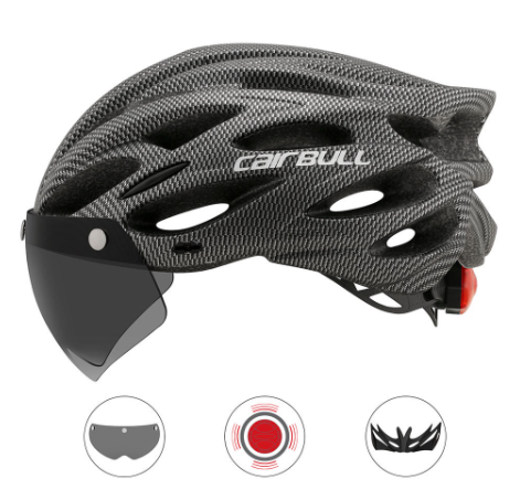 Cairbull All road Bike Helmet with Rear Light and Detachable Magnetic Visor