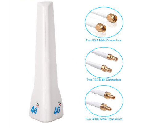 TCPH 4G LTE External Antenna Indoor Antenna 29dBi SMA Male CRC9 TS9 Connector With Dual 2M Meter Extension Cable for Router Modem