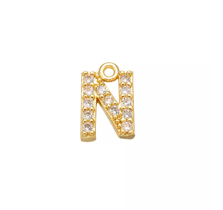 Vnox 9x11.5mm Brass Cubic Zirconia Crystal 26 Letter Charms Pendants for Women Necklace Earring Jewelry Accessories N
