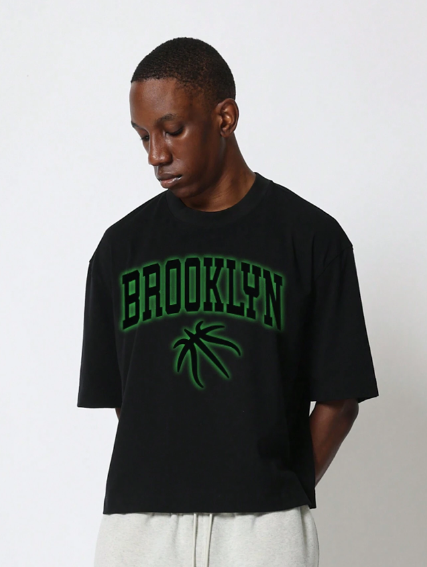 SUMWON Crop Fit Tee With Brooklyn Graphic Print