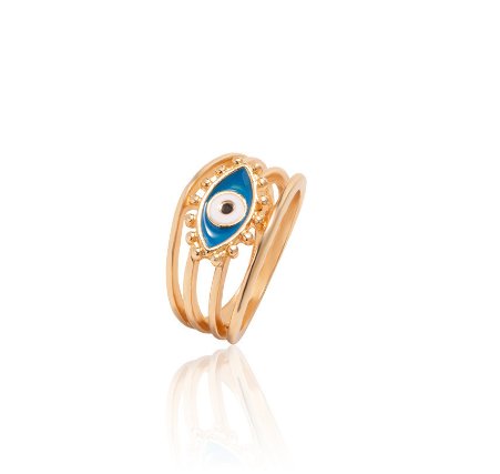 Oil Painting Gold-Plated Devil's Eye Ring Personalized Electroplated Women's Fashion Ring Opening Women's Accessories Jewelry D2
