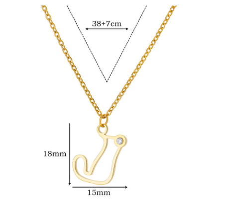 Zircon Initial Letter Necklace for Women Stainless Steel Gold Plated Chains Choker Name Pendant Necklaces New Vintage Jewelry J