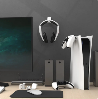 Headphone Stand Mount for PS5 Console Gaming Headset Hanger Holder Anti-Slip Easy to Install White