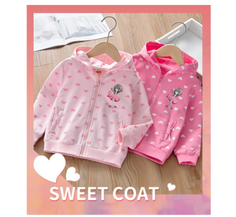 New Love Printed Top Baby Spring and Autumn Clothes Printed Thin Coat