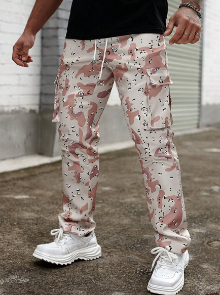 Manfinity LEGND Men's Leopard Camo Printed Cargo Pants