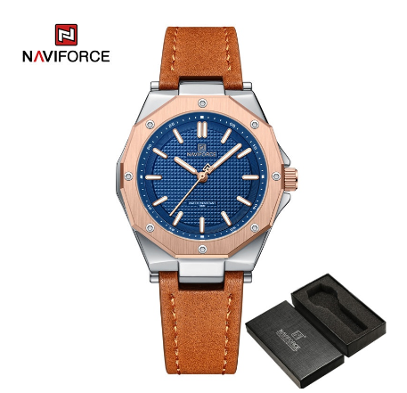 Naviforce Nf5026 Women Rose Gold Luxury Brand Diamond Fashion Dress Waterproof Clock ROSEGOLD BLUE