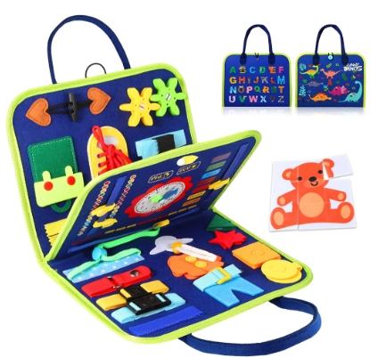 iBliver Children Busy Board For 1 Year Old, Montessori Toys , Baby Sensory Toys For Toddlers 1-3, Fine Motor Toys, Toddler Learning