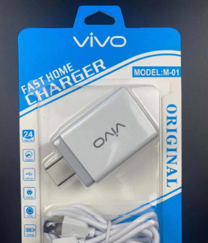 MO1 VIVO 2 in 1 travel fast charging 2.4A charger Daul usb adapter with wire Android microV8