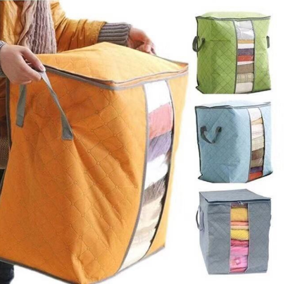 GO YQ Bamboo Charcoal Big Storage Bag Clothes Bedding Set Pillow Organizer Box