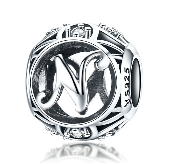 Bamoer 26 Letters A to Z Charm Sterling Silver 925 Bead For Bracelet & Necklace DIY Fashion Accessories N