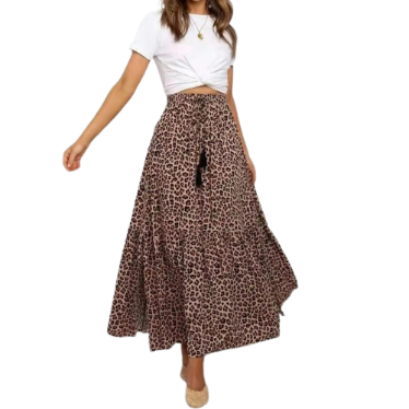 Lovito Women Boho Ditsy Floral Drawstring Double Layer Skirts LNL43007