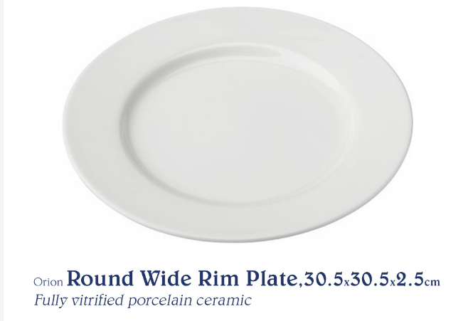 Chef's Classics Orion Ceramic Round Wide Rim Plate, 30.5x30.5x2.5cm