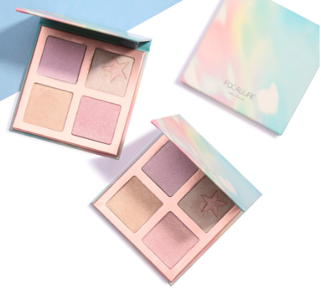 FOCALLURE 4 Colors Highlighters Palette Pigment Shimmering