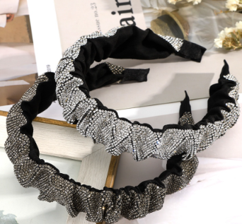 Korean Full Diamond Headband Pleated Crystal Rhinestone Hair Band Party Wedding Luxurious Hair Accessories