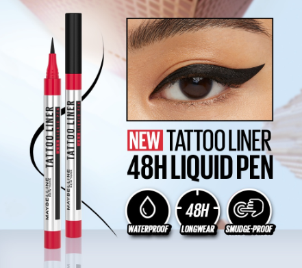 Maybelline Tattoo Liner 48HR Liquid Pen Eyeliner - Liquid Eyeliner, 48HR Longwear, Long lasting