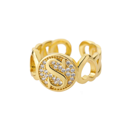 Initial Letter Open Rings For Women Aesthetic Love Heart Wedding Rings Stainless Steel Jewelry Gifts S