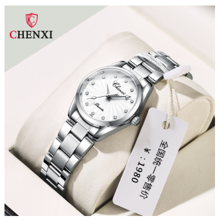 CHENXI watch for woman waterproof original korean style fashion stainless steel luminous casual watch WHITE