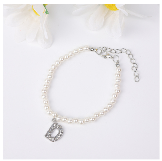 26 Letters Alphabet Initials Pearl Beaded Bracelet Bangle Women Jewelry Gift New
